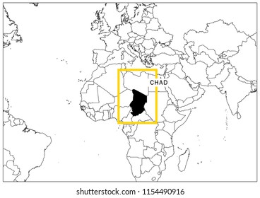 Chad map yellow frame geography national 