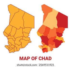 Chad Map Yellow regions orange political map vector