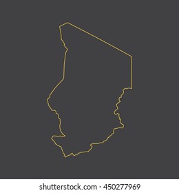 Chad map,outline,stroke,line style