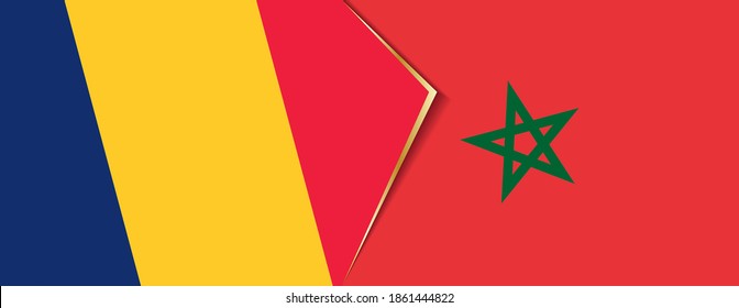 Chad and Morocco flags, two vector flags symbol of relationship or confrontation.