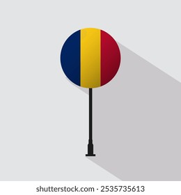 Chad National Circle Sign Flag Vector Illustration