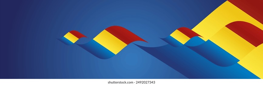 Chad National Day waving flags two fold blue landscape background