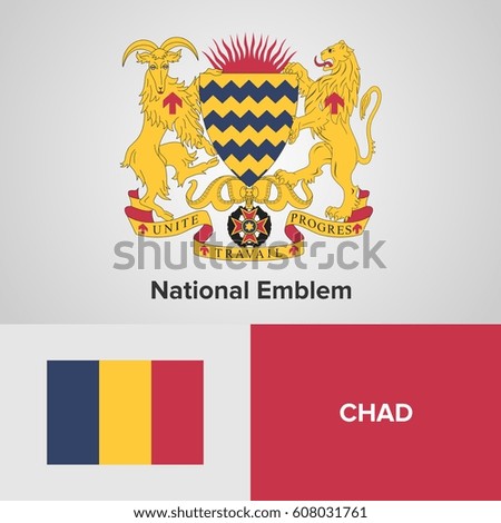 Chad National Emblem and flag 