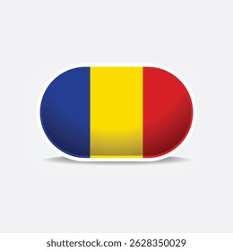 chad national flag button vector