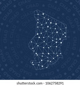 Chad network style country map. Dazzling space style, modern design for infographics or presentation.