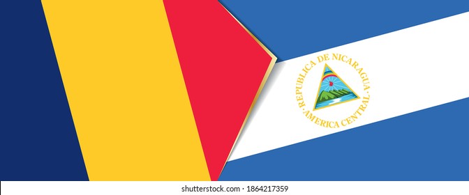 Chad and Nicaragua flags, two vector flags symbol of relationship or confrontation.