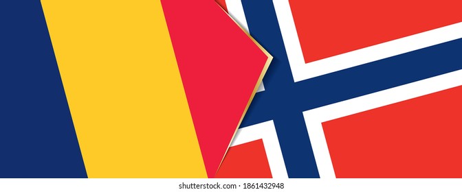 Chad and Norway flags, two vector flags symbol of relationship or confrontation.
