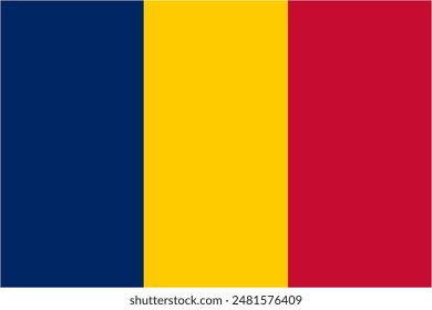 Chad official flag vector with standard size and proportion. National flag emblem with accurate size and colors.