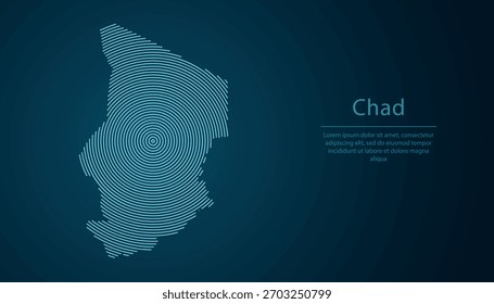 Chad outline map filled with concentric circles on dark gradient background