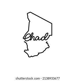 Chad outline map with the handwritten country name. Continuous line drawing of patriotic home sign. A love for a small homeland. T-shirt print idea. Vector illustration.
