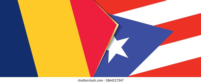 Chad and Puerto Rico flags, two vector flags symbol of relationship or confrontation.
