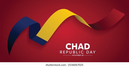 Chad Republic Day 28 November flag ribbon vector poster