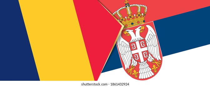 Chad and Serbia flags, two vector flags symbol of relationship or confrontation.