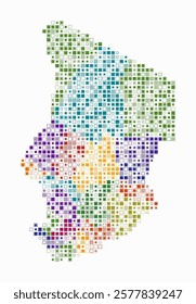 Chad, shape of the country built of colored cells. Digital style map of Chad on white background. Small size square blocks. Awesome vector illustration.