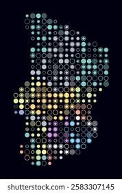 Chad, shape of the country built of colored cells. Digital style map of Chad on dark background. Large size circle blocks. Beautiful vector illustration.
