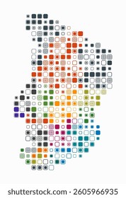 Chad, shape of the country built of colored cells. Digital style map of Chad on a white background. Large size rounded square blocks. Amazing vector illustration.