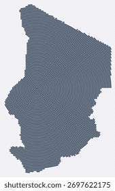 Anillos con forma de Chad. Mapa de Country formado por círculos apilados. Diseño de forma de límite de Chad. Ilustración vectorial con estilo.