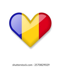 Chad - Shiny Flag in the Form of Heart. Vector Illustration.