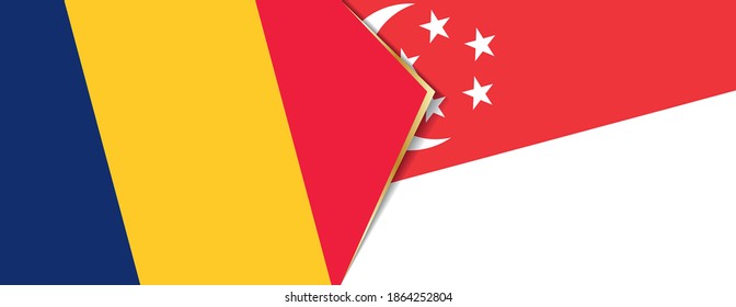 Chad and Singapore flags, two vector flags symbol of relationship or confrontation.