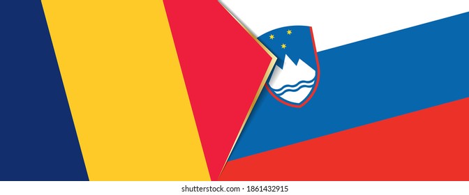 Banderas de Chad y Eslovenia, dos banderas vectoriales símbolo de relación o enfrentamiento.