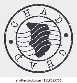 Chad Stamp Postal. Map Silhouette Seal. Passport Round Design. Vector Icon. Design Retro Travel.