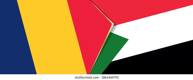 Chad and Sudan flags, two vector flags symbol of relationship or confrontation.