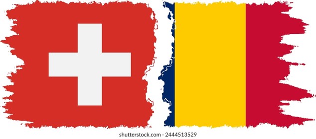 Chad and Switzerland grunge flags connection, vector