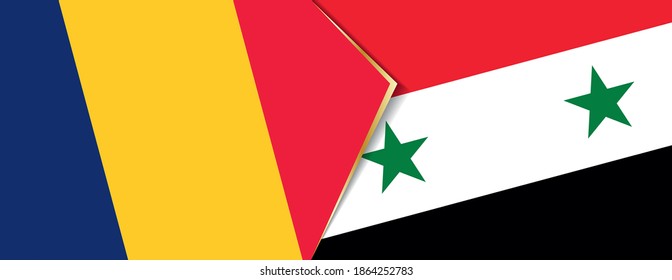 Chad and Syria flags, two vector flags symbol of relationship or confrontation.
