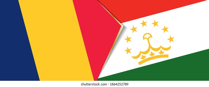 Chad and Tajikistan flags, two vector flags symbol of relationship or confrontation.