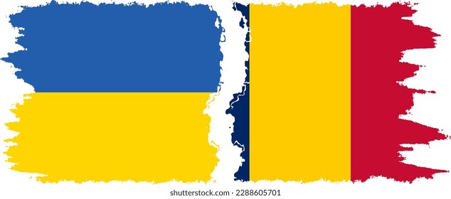 Verbindung zwischen Tschad und der Ukraine mit Grunge-Flaggen, Vektorgrafik