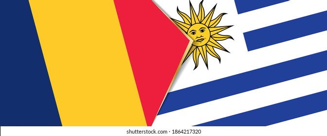 Chad and Uruguay flags, two vector flags symbol of relationship or confrontation.