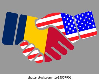 Chad and USA flags Handshake vector