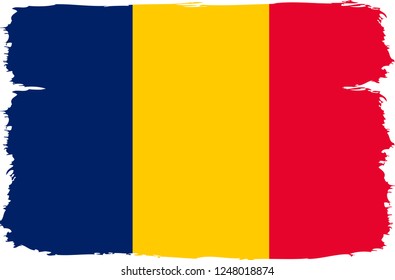 Chad vector grunge brush stroke with  national flag and contour map. 