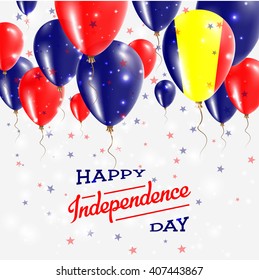 Chad Vector Patriotic Poster. Independence Day Placard with Bright Colorful Balloons of Country National Colors. Chad Independence Day Celebration.