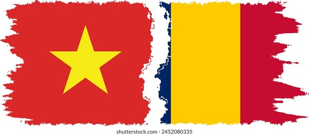 Chad and Vietnam grunge flags connection, vector