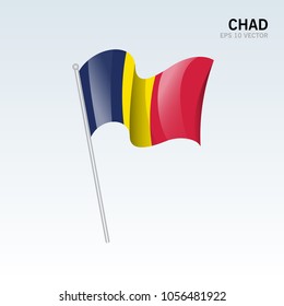 Chad waving flag isolated on gray background