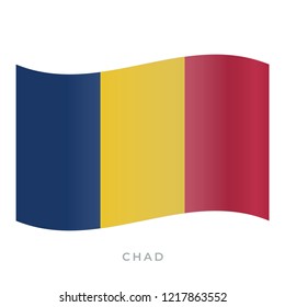 Chad waving flag vector icon. National symbol of Chad. Vector illustration isolated on white.