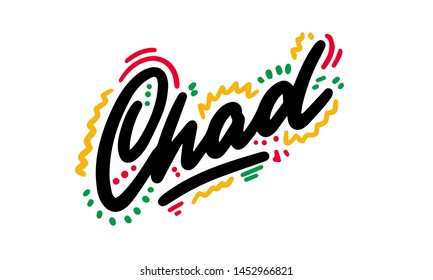 Chad  Word Text   Creative Handwritten Font Design Vector Illustration.