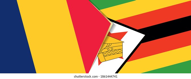 Chad and Zimbabwe flags, two vector flags symbol of relationship or confrontation.