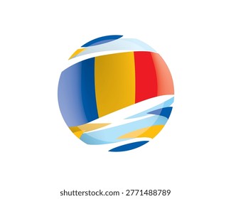 The Chadian flag in an abstract sphere