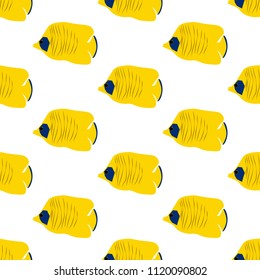 Chaetodon auriga Butterflyfish seamless pattern