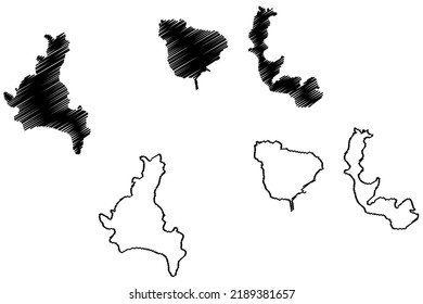 Mapa de ilustraciones vectoriales de las Islas Chafarinas (Reino de España, Mar Mediterráneo), boceto de garrapatas Zafarin, Djaferin o Zafarani, Isla del Congreso, Rey e Isabel II