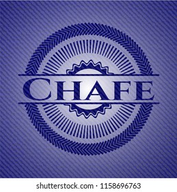 Chafe badge with jean texture
