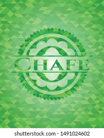 Chafe green emblem with mosaic background. Vector Illustration. Detailed.