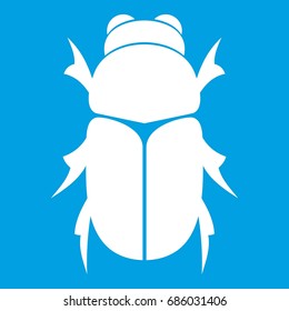Chafer beetle icon white isolated on blue background vector illustration