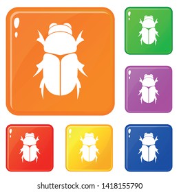Chafer beetle icons set collection vector 6 color isolated on white background