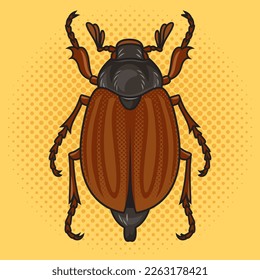 Chafer may bug Melolontha pop art retro vector illustration. Comic book style imitation.