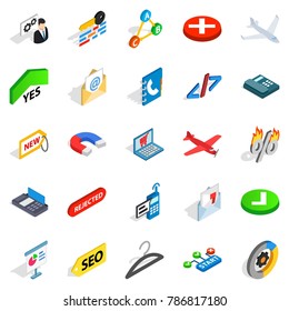 Chaffer icons set. Isometric set of 25 chaffer vector icons for web isolated on white background