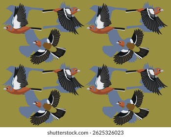 Chaffinch Bird Parakeet Parrot Blue Cartoon Character Seamless Wallpaper Background