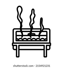 Chafing-Dish-Symbol Feines Rahmendesign mit bearbeitbarer Hubbreite. Vektorgrafik.